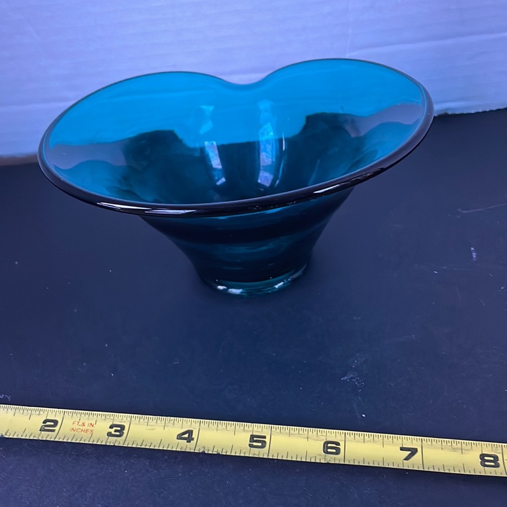 Vintage turquoise bowl art glass - Picture 4 of 12